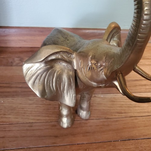 Vintage massive Messing Elefant Statue mit Rüssel bis 6 Pfund - Bild 10 von 17