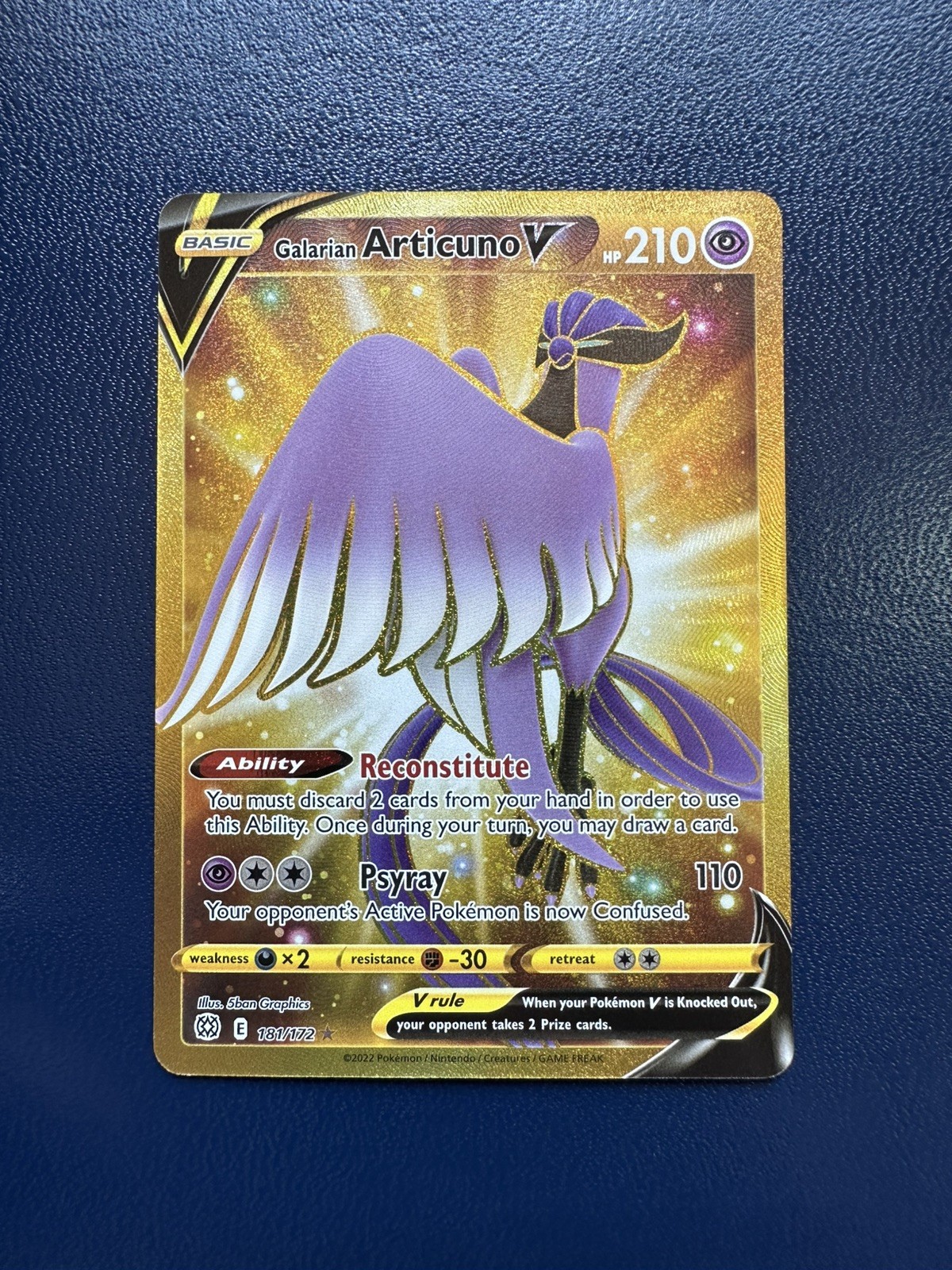 Galarian Articuno V 181/172 Holo - Pokemon Brilliant Stars NM