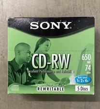 Sony CD-RW 650 MB Lot of 5 Rewritable Discs Factory Sealed Brand New