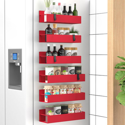 6 Pack Magnetic Spice Storage Rack Organizer for Refrigerator and Oven, Red Frid