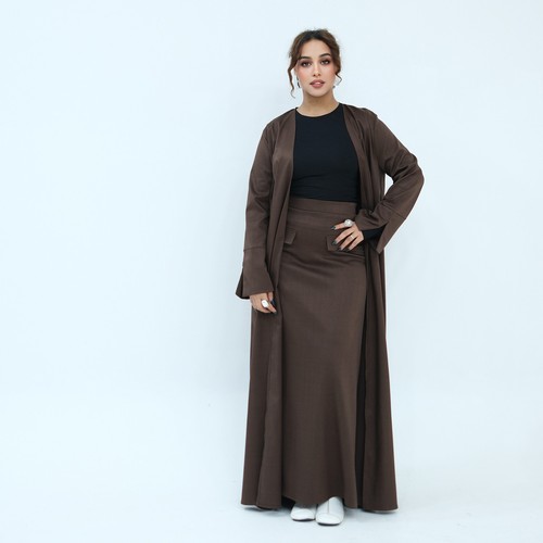 Fashion Dubai 2-Piece Skirt Cardigan Abaya Kaftan Modest Party Wear Outfit Sets