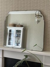 Antique over mantle or dresser mirror with bevelled edges
