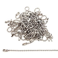 50-Pack 4-Inch Ball Chains with Connectors, 3.2mm Stainless Steel Beaded Chain