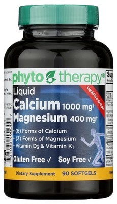 Phyto Therapy Liquid Calcium 1000 Mg Magnesium 400 90 Softgels