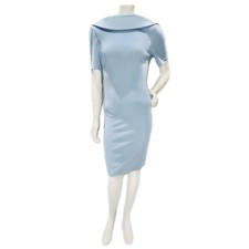 👗👛 ADRIANNA PAPELL Jackie-O Portrait Collar Sheath Dress | Ice Blue | Sz 10