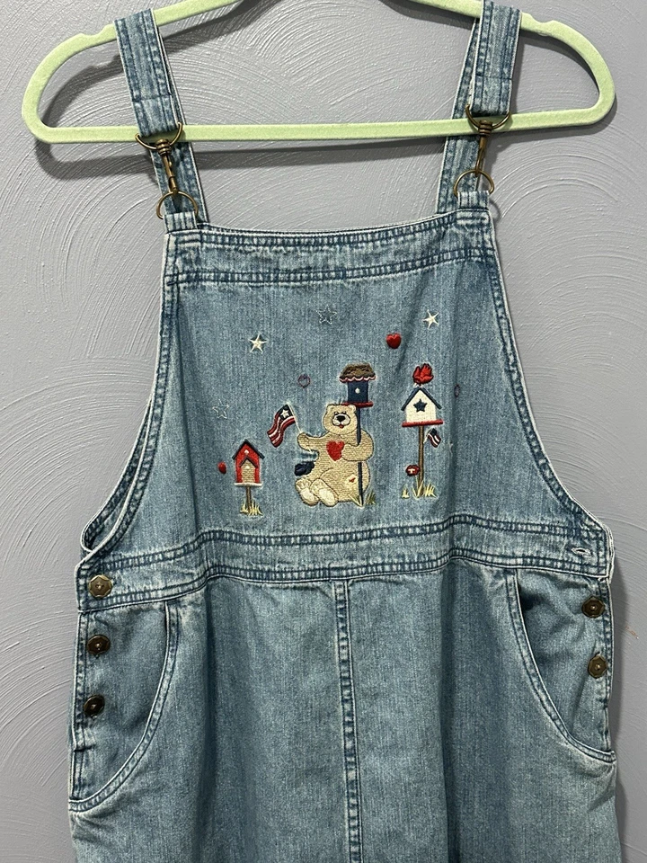 De Colección Christopher & Banks Bordado Denim Jean Algodón Patriótico Jersey L Osos  Foto 2 de 4