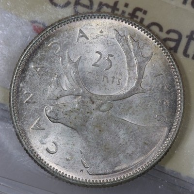 1966 Canada (Queen Elizabeth II) 25 Cents Silver ICCS MS66 | eBay