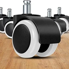 5pc Office Chair Caster 2 inch Rubber Swivel Wheels Heavy Silent Replacement