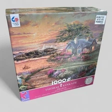 Thomas Kinkade 1000 piece jigsaw puzzle boxed Seaside cottage artsy meditation