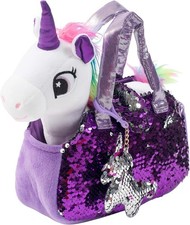 Plush Pet Set w/Purse - Unicorn Stuffed Animals for Girls - Plush Gift for