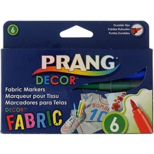 Prang Decor Permanent Fabric Markers, Assorted Colors, 6 Ct