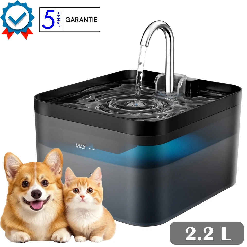 2.2L Trinkbrunnen für Katze Katzen Hunde Wasserbrunnen Katzenbrunnen Ultraleise