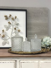 Diamond Cut Crystal Clear Glass Storage Jar
