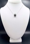 Vintage Green Pave Rhinestone Ball Pendant Necklace Silver Tone 18” Chain — photo 1