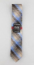 Van Heusen Flex Collar Mens Taupe Blue Striped Silk Tie New Preppy Classic
