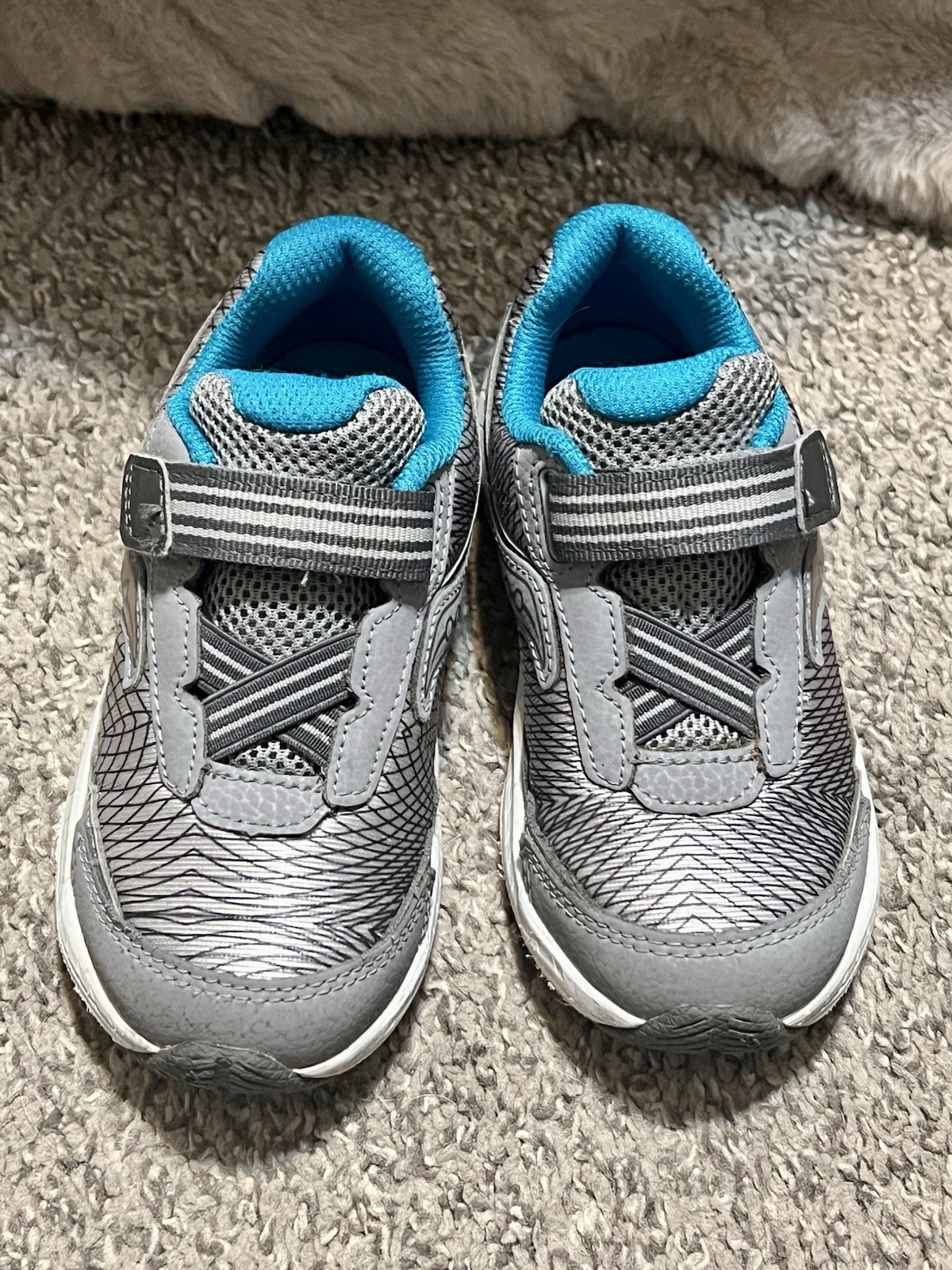 Saucony Jr Ride 10 Size 10 Boys Toddler Kids Silver Teal Sneakers Running Shoes