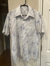 60 s 70 s Short Sleeve Button Down Floral Print Rare Vintage Large