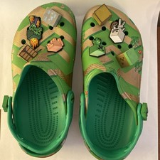 Minecraft Green Crocs 3D Blocks Gamer Kids Size J4