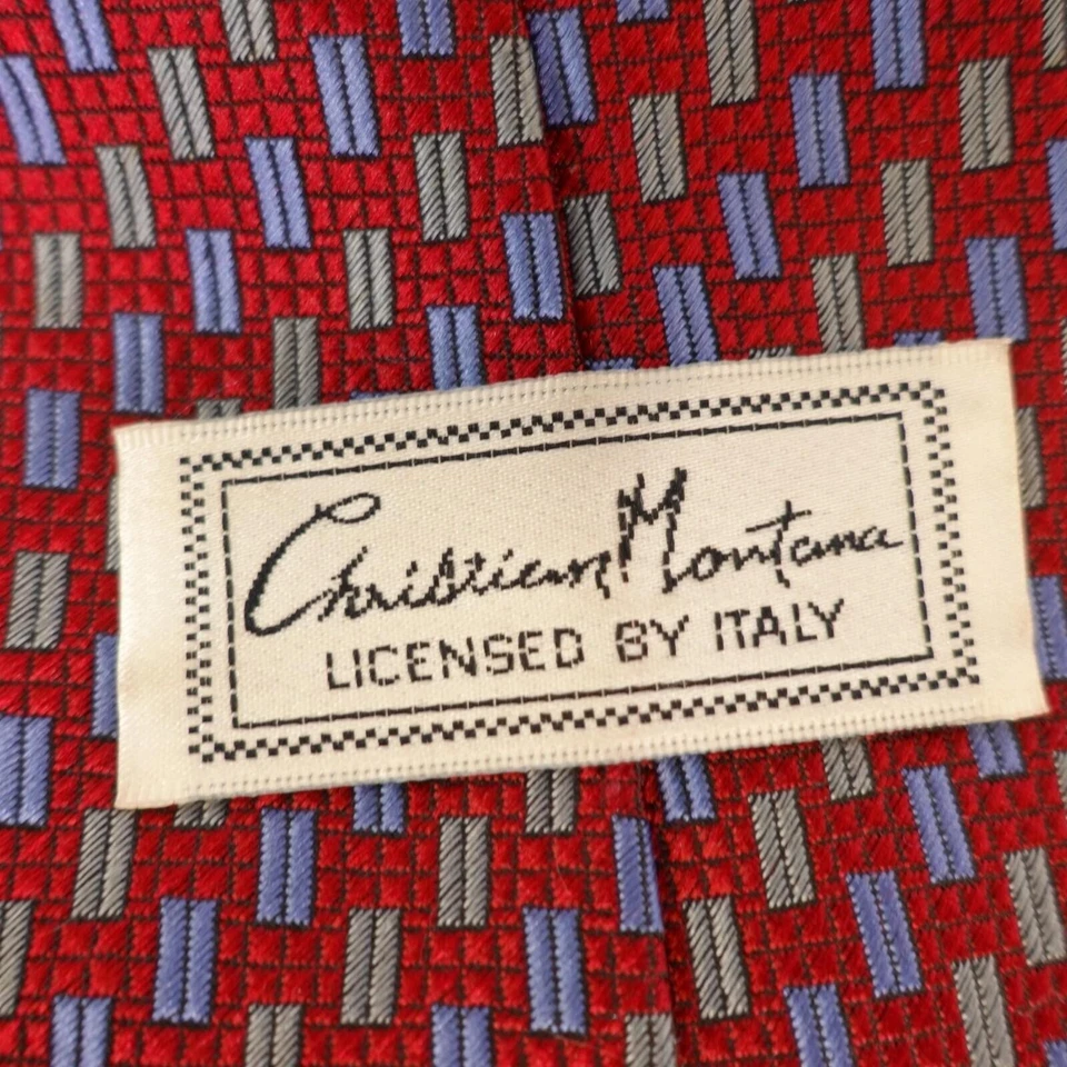 Corbata de cuello roja para hombre seda vívida preppy Art Deco traje audaz clásico Christian Montana Foto 4 de 4