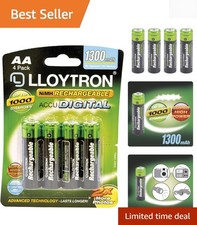 4 Pack 1300mAh Rechargeable AA NiMH Batteries - Safe & Eco-Friendly Power 2.25 per battery