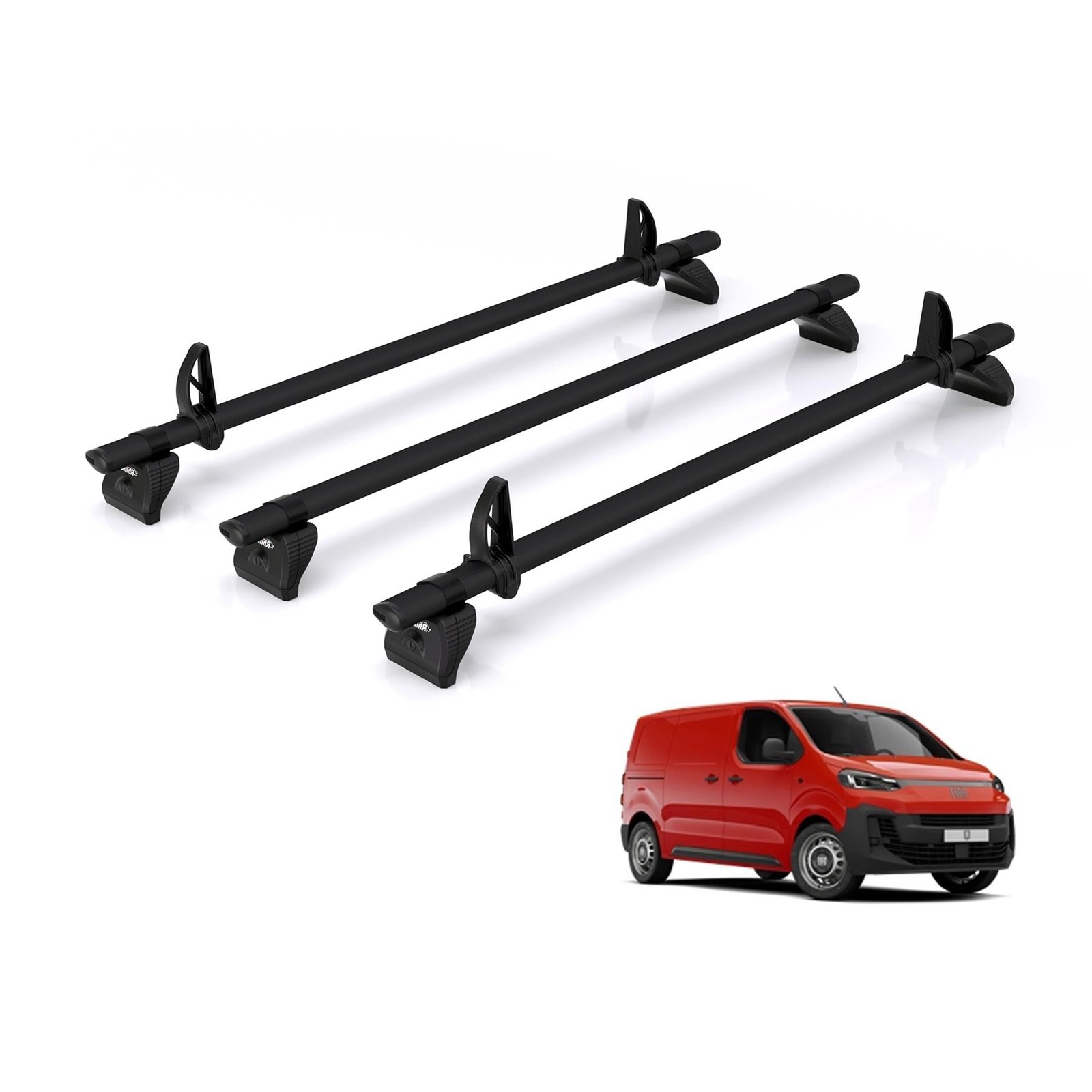 Fiat Scudo Roof Rack for 2022+ 3x Roof Bars - Rhino Black