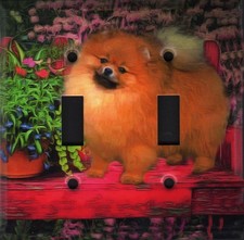 Pomeranian Double Toggle light switch plate, made in USA