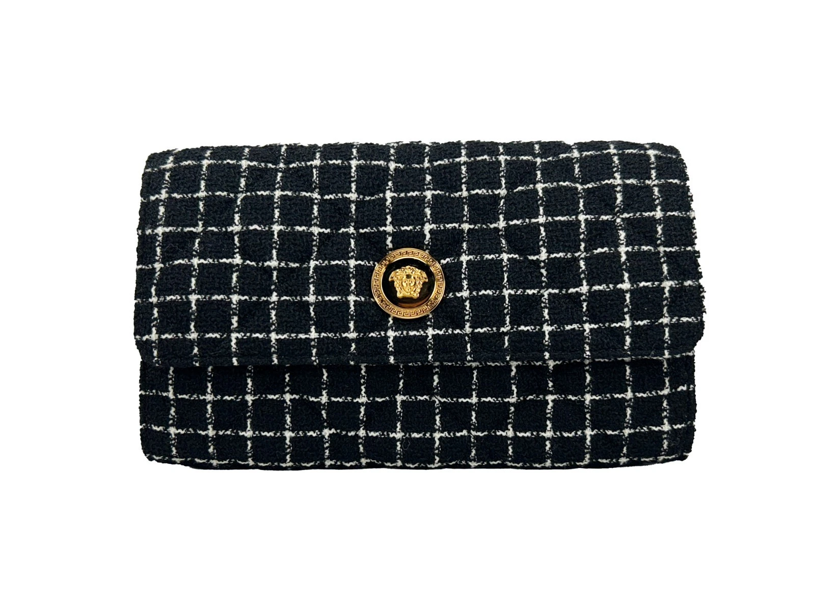 Versace Wallet on a Chain Fabric Black Crossbody Bag