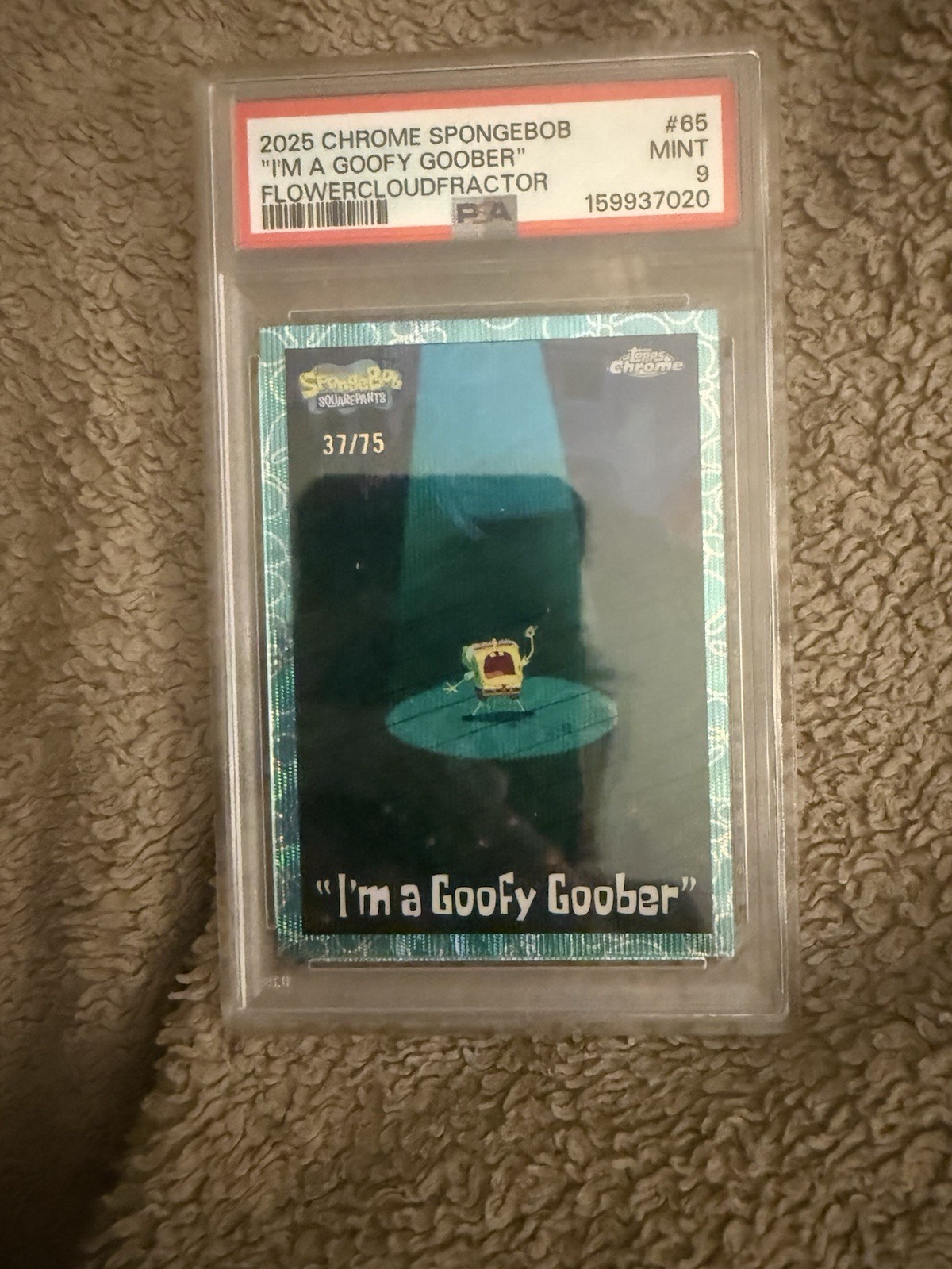 2025 Topps Chrome SpongeBob SquarePants I’m A Goofy Goober FlowerCloud Refractor view 1