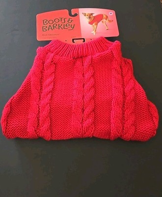 Boots & Barkley Red Cable Knit Dog Sweater Size M Up to 40 lbs NWT