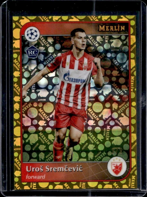 2024-25 Topps Merlin Chrome UEFA Uros Sremcevic RC Gold Vintage Refractor #/3