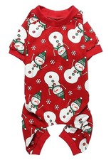 Lanyarco Cute Snowman Dog Pajama Reindeer Small Pet Small, Red