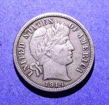 1914 Barber Dime  XF