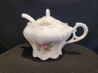 Antique lidded porcelain sugar bowl with spoon — photo 1