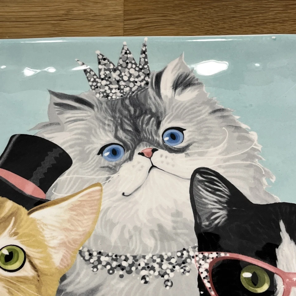 Bandeja para servir PIER 1 One Cats “Party Cats” Ironstone rectangular plato de 14" x 8" Foto 4 de 4