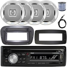 Pyle Single-DIN Marine CD Radio W/Kit  Adapter Plate, 4x 6.5" 400W Max Speakers