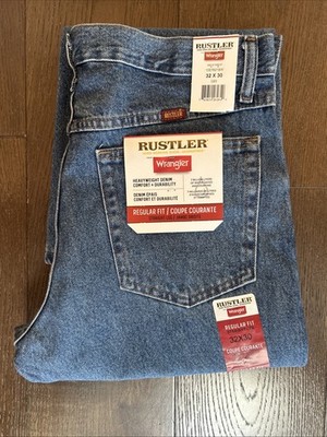 Wrangler Rustler Men's Regular Fit Straight Leg Jeans 32x10 Regular Wash NEW