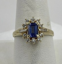 2.58 Ct Emerald Cut Tanzanite Women's Unique Engagement Ring 14K Yellow Gold