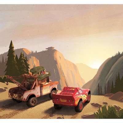 Vlies-Fototapete CARS SUNDOWN - bunt - 300x280 cm
