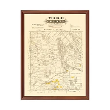 Old Map of Wise County, TX 1870 - Vintage Texas Art