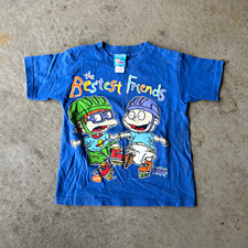 VTG 1997 Nickelodeon Rugrats Tommy  Chuckie Blue Graphic T-Shirt Kids S 4 