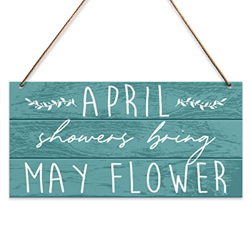 Spring Wall Decor Sign, April Showers Bring May Flower, Spring Decorations for