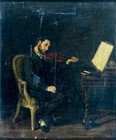 Antique mid 19C French oil painting signed 152562