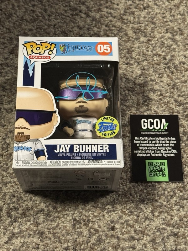 Funko: Jay Buhner #05 ~ Funko Field Aqua Sox Exclusive ~ Rewind Con GCOA Witness