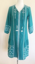 SOFT Surroundings PXS  Tropical Green JOLIE EMBROIDERED Cotton MIDI Dress Travel
