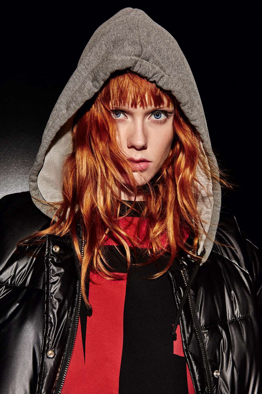 Black HOODED WET LOOK PUFFER JACKET. UK 8. *SHINY VINYL COAT