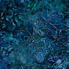 Floralessence By Quilting Treasures - Aqua Navy  #28441-QN