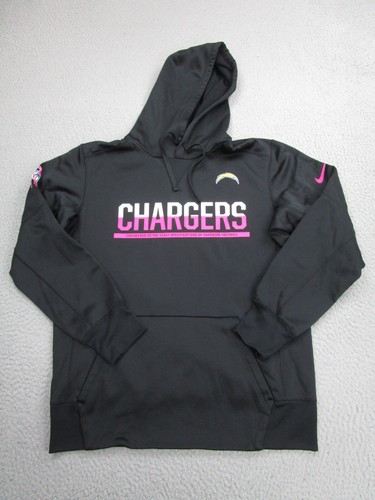 Los Angeles Chargers Sweater Mens M Black Pink Nike Cancer Hoodie Sweatshirt