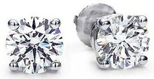 2 carat Round Diamond Platinum Stud Earrings GIA certified Excellent F SI1