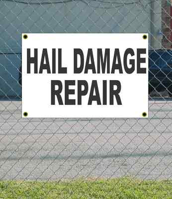2x3 HAIL DAMAGE REPAIR Black & White Banner Sign Discount Size & Price FREE SHIP