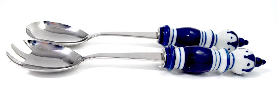 Rosenthal SIENA Besteck Salatbesteck blau weiß Keramik Edelstahl 18/8 - Bild 4 von 4